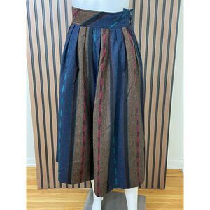 Diane Von Furstenberg Wool Blend Striped Pleated Midi Skirt Women’s 4 Portugal